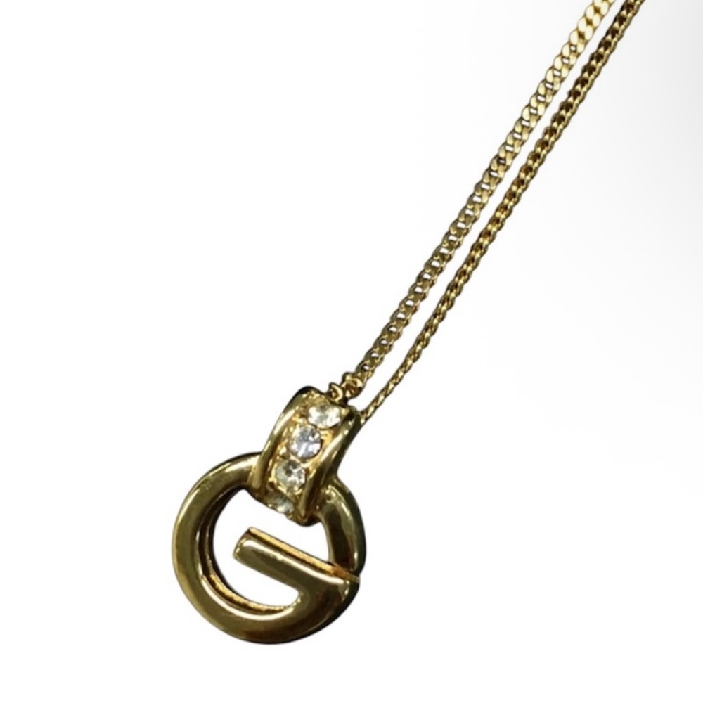 Vintage Givenchy Gold Necklace with G Pendant - Picture 2 of 6